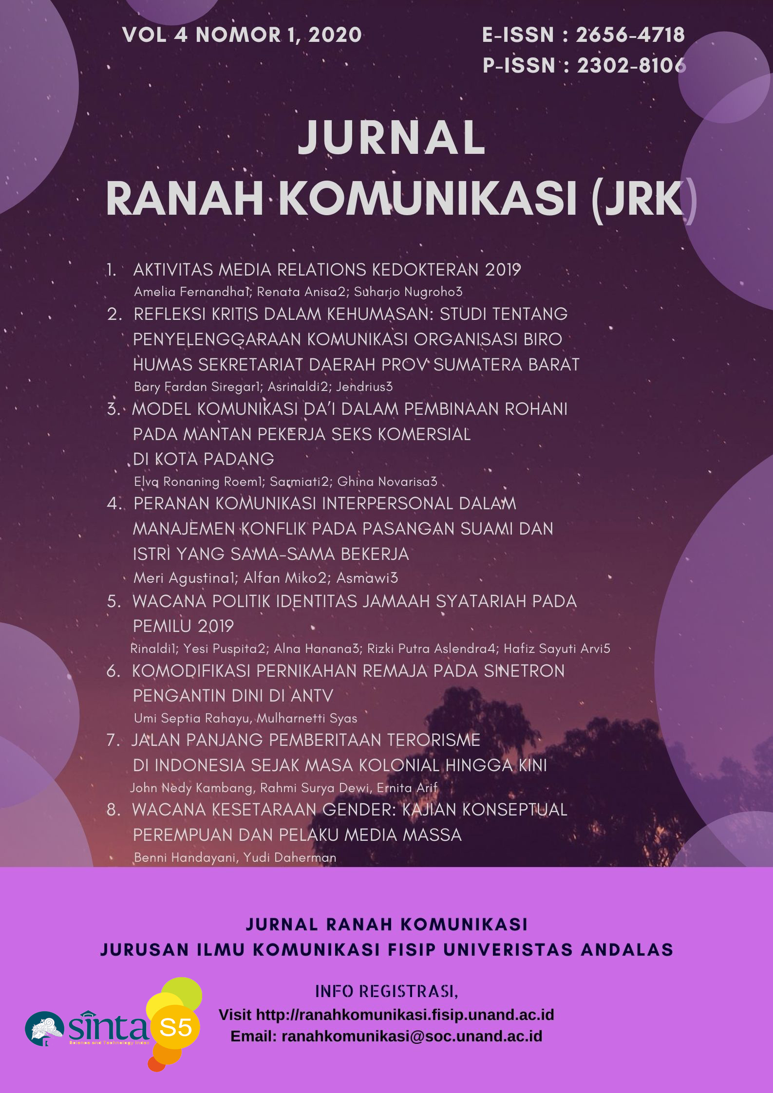 Vol 4 No 1 (2020) Jurnal Ranah Komunikasi (JRK) Jurnal